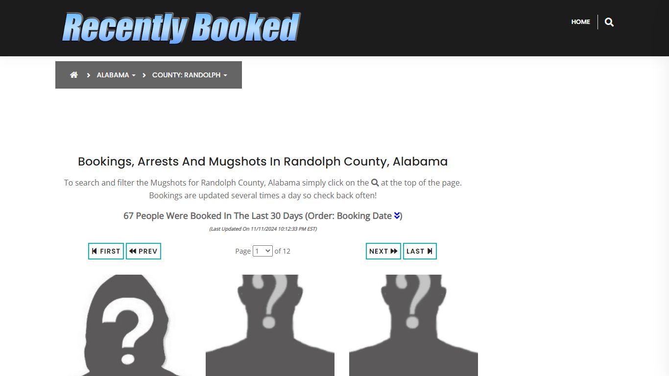 Bookings, Arrests and Mugshots in Randolph County, Alabama