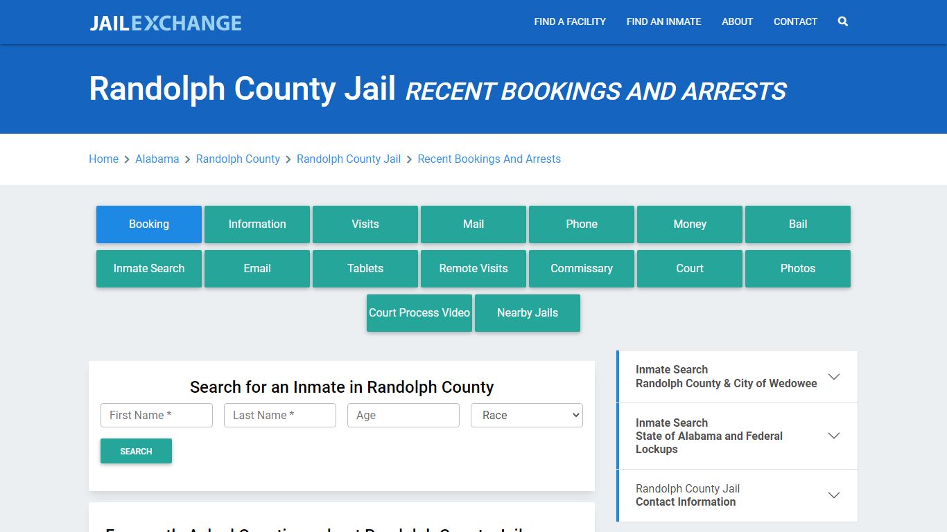 Randolph County Jail AL Recent Arrests and Bookings - Jail Exchange